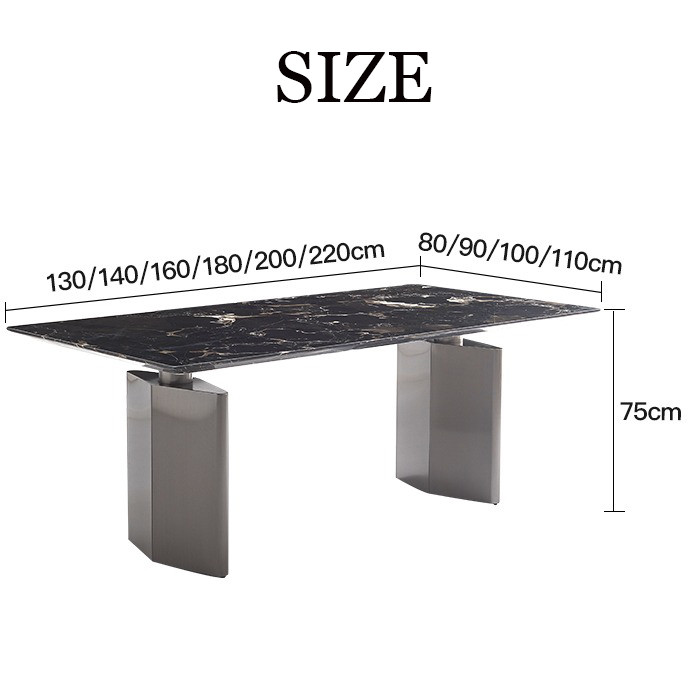 Sleek Stainless Steel Dining Tables With Marble Tops Available For Bulk