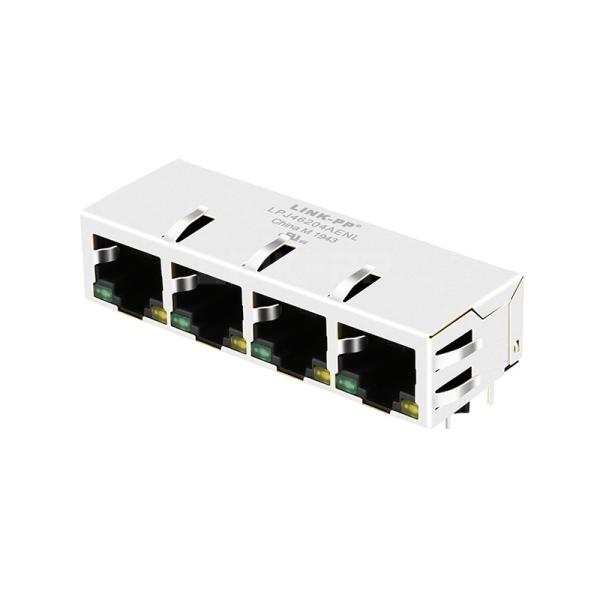LPJ46204AENL 10/100 Base-T Tab Down Green/Yellow LED 1x4 Port Integrated RJ45