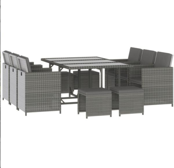 Rattan Wicker Dining Table Furniture Set Metal Lounge Lounger Ottoman Footrest