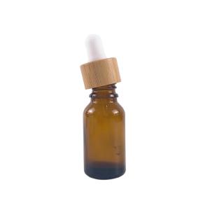 Wholesale Matte frosted white round 30ml glass dropper bottle with bamboo wood lids cap from china suppliers