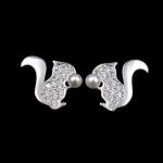 Customized Silver Pearl Earrings Jewelry / S925 Square Shape Simple Silver