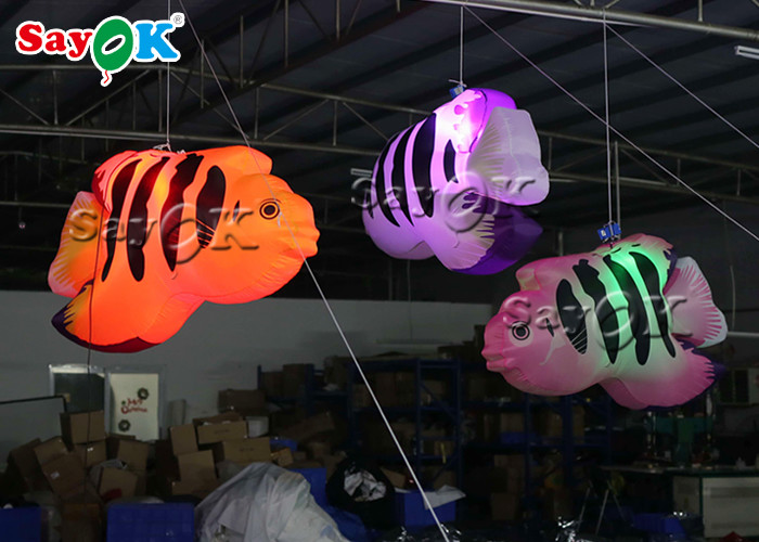 Shopping Mall Hanging Tropical Fishes 2m Inflatable Lighting Decoration