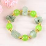 Handmade Gemstone Beaded Bracelet Natural Prehnite Stone Bracelet Adjustable