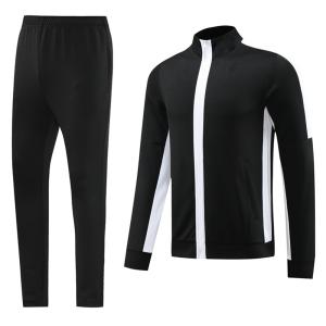 Wholesale Training Retro Football Tracksuits Black Full Zip Soccer Training Set from china suppliers