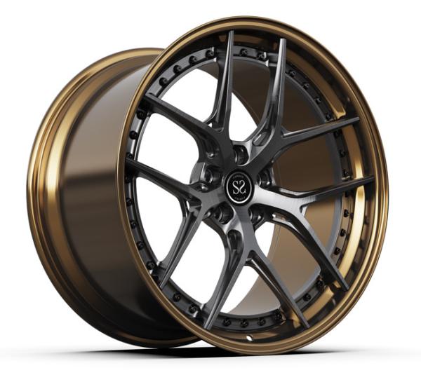 Brushed Dark Gun 2Piece Forged Wheels Rims Metal Barrel Polished Bronze 5X112 20