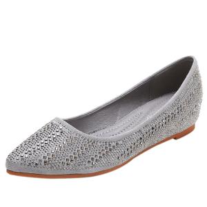 Wholesale BS161 Wedge Heel Single Shoes Women'S Mid-Heel New Style Pressure Drill Inner Increase Women'S Shoes One Foot Large Size from china suppliers