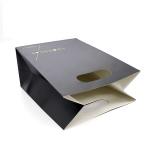 Custom Print Black Boutique Gold Hot Foil Paper Bag With Die Cut Handles