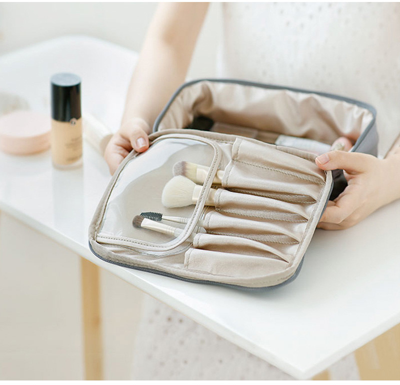 Double Zip Travel Portable Toiletry Fashion Samll Cosmetic Bag