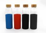 Custom Unbreakable Glass Water Bottle Bamboo Glass Water Bottle With Silicone