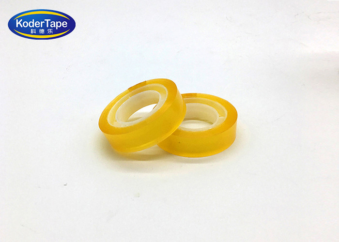 Yellowish Color Bopp Stationery Tape Small Round Roll In High Adhesion
