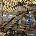 Flat Curved Tempered Stair Railing Glass Stainless Steel Glass Tread