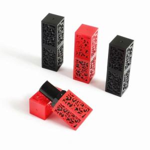 Wholesale Square Shape Red Black Empty Lipstick Tube Carving Hollow from china suppliers