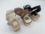 Stylish One Strap Womens Sandals , Leather Cross Strap Gold Padded Sandals