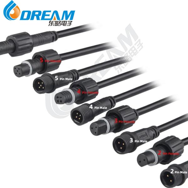 DREAM START 2Pin 3Pin 4Pin LED Connector Cable Waterproof IP67 Male Female Jack