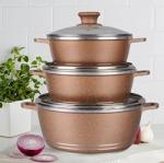 Hot Selling 6 Pieces Aluminum Soup Pot Set Double Bottom Kitchenware Ollas