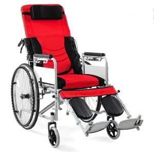 Wholesale Red Compact Folding Wheelchair 110KG Lightweight Fold Up Wheelchair from china suppliers