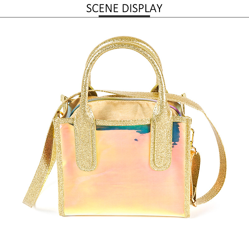 Transparent Iridescent TPU Waterproof Beach Bag With Shoulder Strap