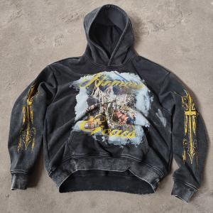 China Custom Drop Shoulder Stone Washed Fleece 100% Cotton Heavyweight French Terry DTG Printing Pullover Hoodies for Men on sale