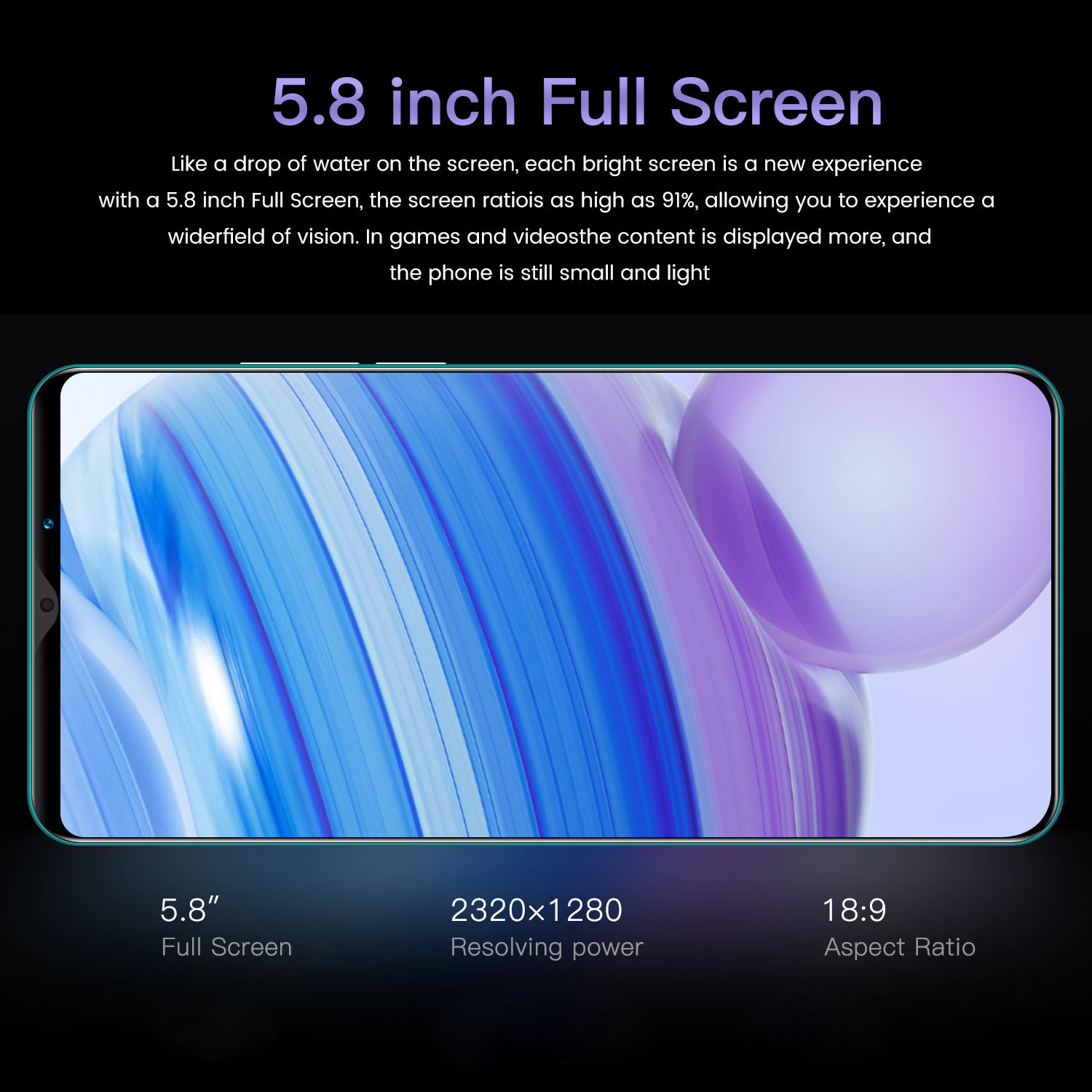 Face Recognition Unlocked Original Android Mobile Phones Note9 Plus 5.8 Inch