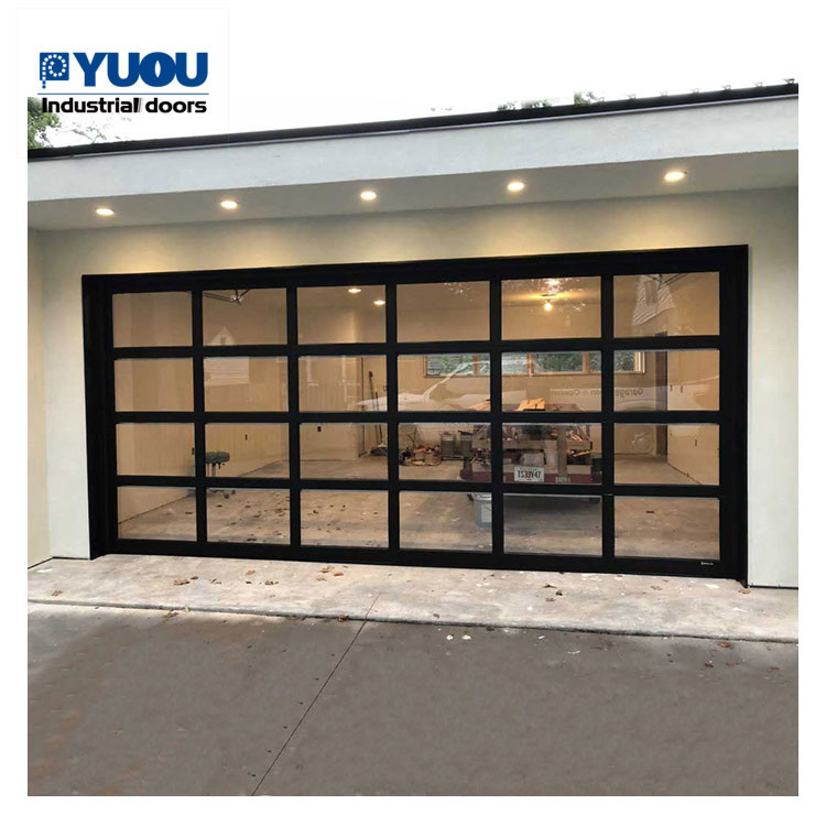Full View Glass Overhead Sectional Garage Door Transparent 5.8m Panel RAL color