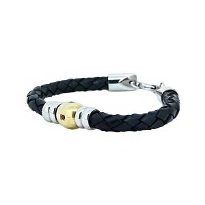 Wholesale Europ American Fashion Trendy Stainless Steel Geniune PU Leather Bracelet Bangle LBL108 from china suppliers