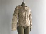 Ladies' Short Faux Fur Coat Blonde Color Collarless Comfortble Feeling TW68773