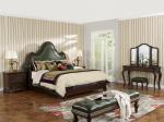 Solid Wood Bedroom set American style BT-2901 Real leather Upholstered headboard