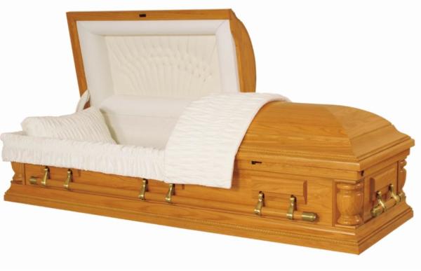 Velvet Interior Funeral Caskets SWC02 Oak Material Eco Friendly Coffins For