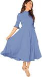Clothing Ribbed Knit Bell Sleeve Fit And Flare Midi Dress