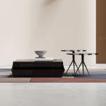 Steel Metal Tempered Glass Office Coffee Table Square Shape