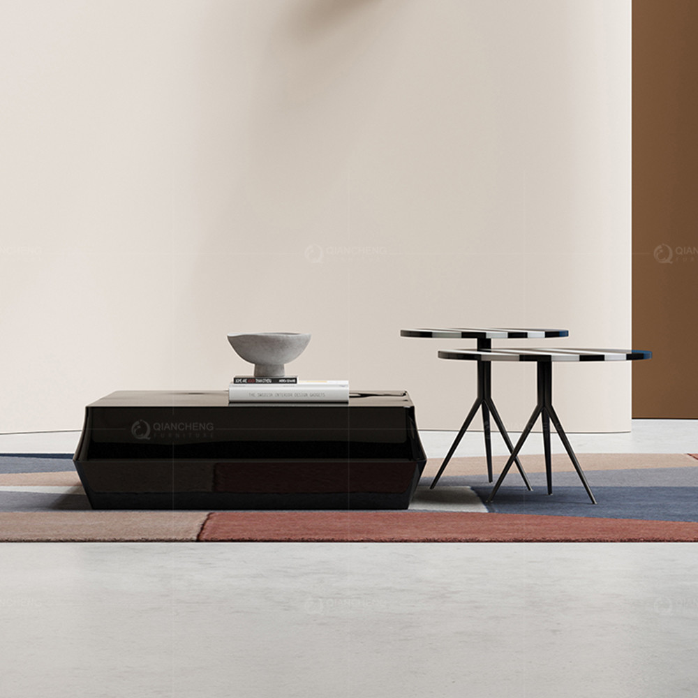 Steel Metal Tempered Glass Office Coffee Table Square Shape