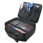 Adjustable Dividers Nylon Cosmetic Organizer Travel Case With Mirror
