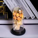 Wholesale Factory Ins Artificial LED Decorative Flowers Birthday Glass Dome Rose