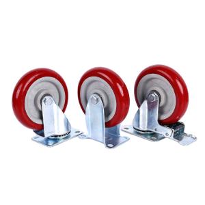 Wholesale 92*64mm 3 Inch Caster Wheels On Red PVC Polyurethane Customizable from china suppliers