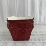 Natural Disposable Rectangular Kraft Paper Loaf Pans Molds Red Flower
