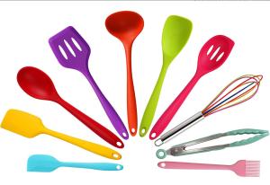 Wholesale 10 Piece Ergonomic Silicone Utensil Set , LFGB Non Stick Silicone Utensils from china suppliers