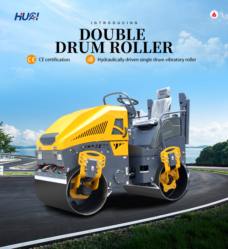 Top-Rated 1t 2t 3t 4t 6t 8t 10t Double Drum Roller Compactor with HYDAC Hydraulic Valve