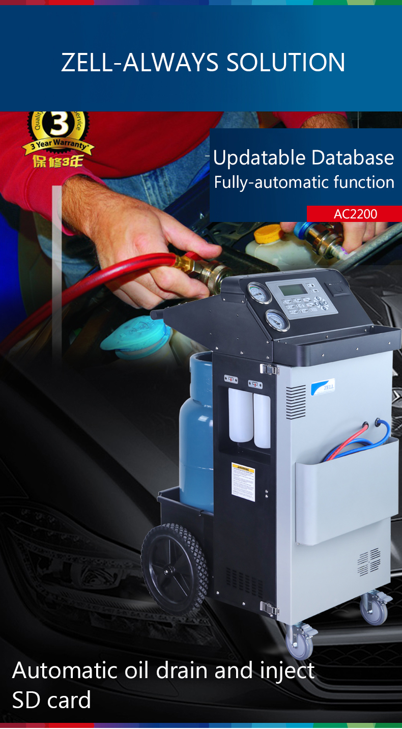 R134a Auto AC Gas Recovery Machine for Recycling Recharge AC2200