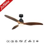 Bedroom Comfortable 3 Blade Wood Ceiling Fan 60 Inch Remote Control