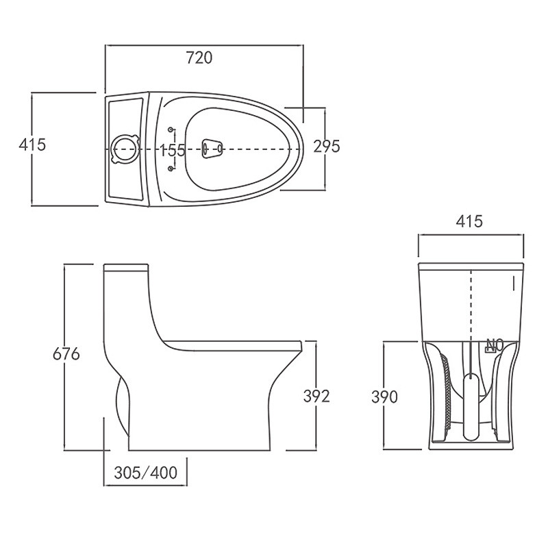 Compact One Piece Toilets Dual Flush 0.8gpf Elongated Bowl 5 Liters