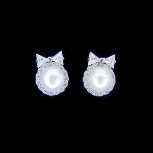 Wholesale Rosette Shape Silver Pearl Earrings Sterling Silver Lovely Jewelry For Kids from china suppliers