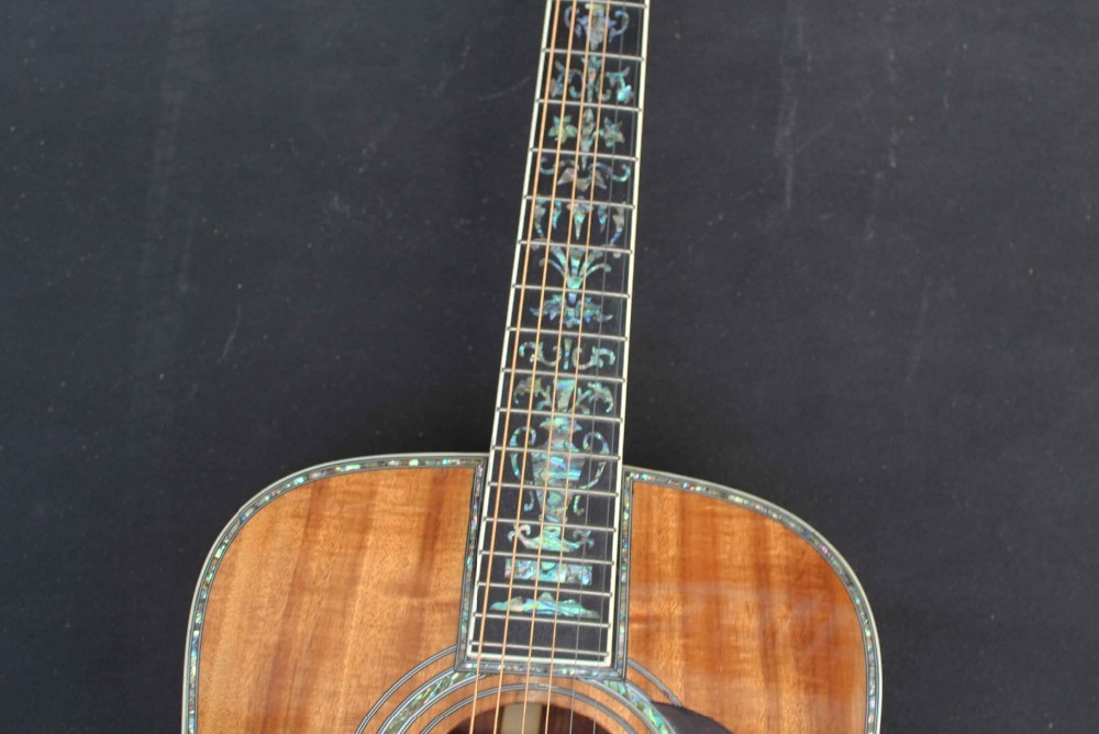 Handmade Deluxe solid koa wood Acoustic guitar, acoustic Guitarra, solid koa wood with abalone inlay