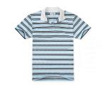 Bamboo Cotton Anti Pilling Mens Striped Polo Shirts Black White Strips Founded