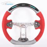 350mm Red Leather Silver Cadillac Steering Wheel Carbon Fiber Sports Car Stripe