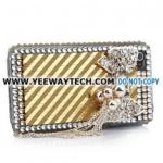 Lovely Butterfly Rhinestone Case For iPhone 4S - Golden