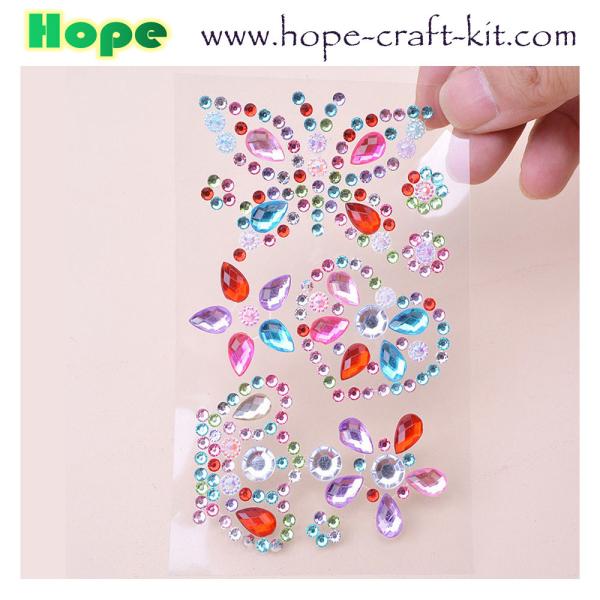 3D Acrylic Self Adhesive Diamond gem drill stickers Rhinestone Sheet for kids