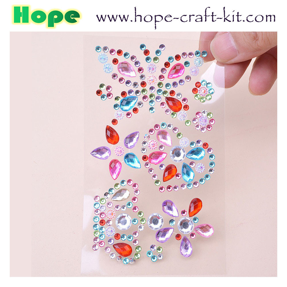 3D Acrylic Self Adhesive Stickers for kids diy craft and Decal Mobile Scrapbooking diamond pearl gem drill stickers OEM