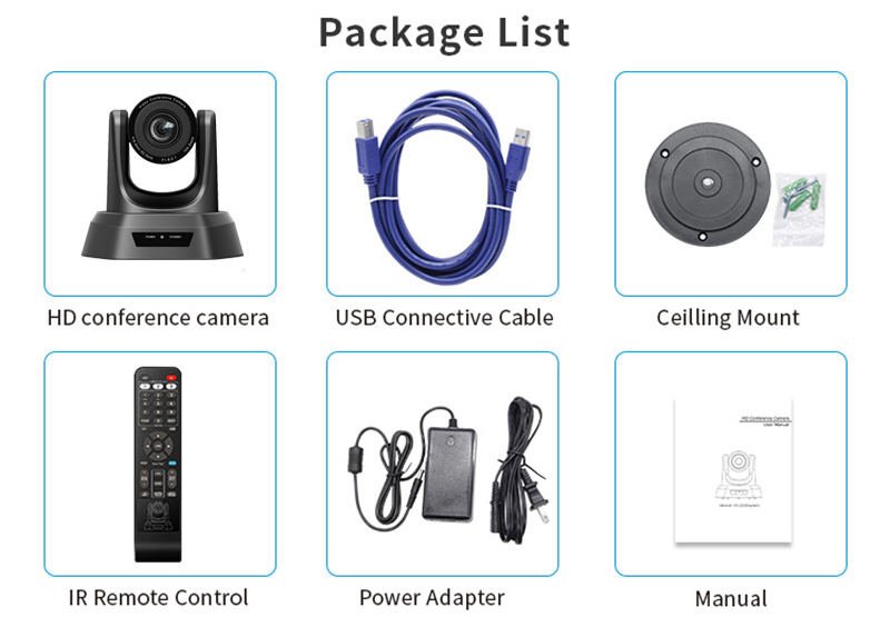 USB HD 1080P Video Conference PTZ Camera 3X Optica Zoom