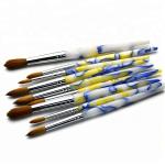 Oem Multicolored Acrylic Nail Brush Soft Hair Kolinsky Soft Hair Marble Handle