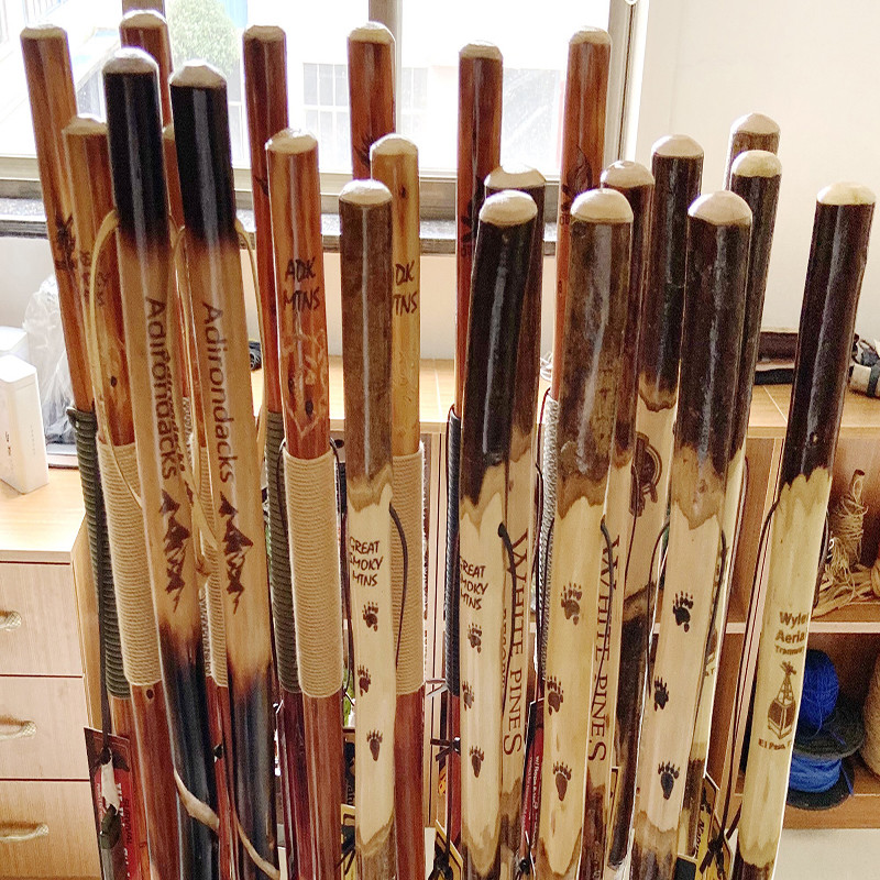 Lightweight Handmade Wooden Hiking Sticks Straight Handle